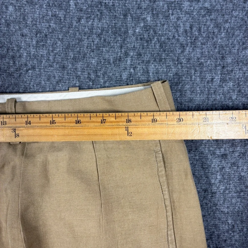 Polo Ralph Lauren Mens 38X30 Tan Linen Silk Pleated Cuffed Dress Pants Trousers
